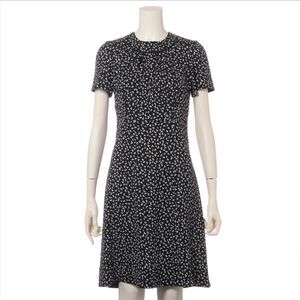 Louis Vuitton Black & 
White Floral Silk Dress Sz 36